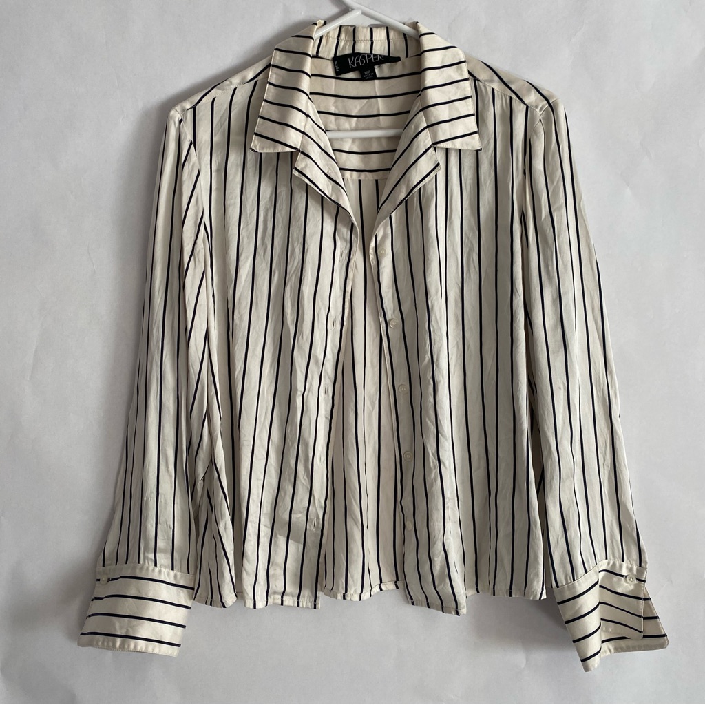 100 Silk Striped Button Down Shirt